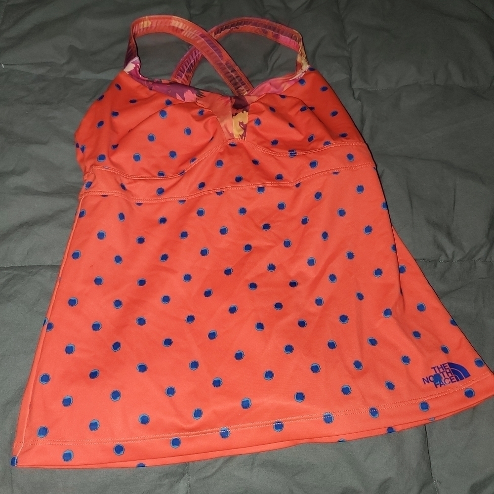 THE north face red with blue polka dots tankini